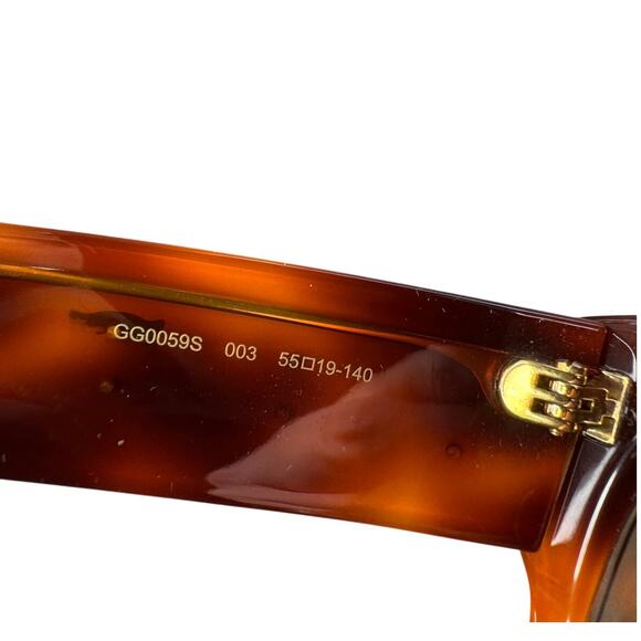 Gucci GG0059S 003 Cat Eye Sunglasses Tortoise Stripe Studded Arms - Picture 9 of 10